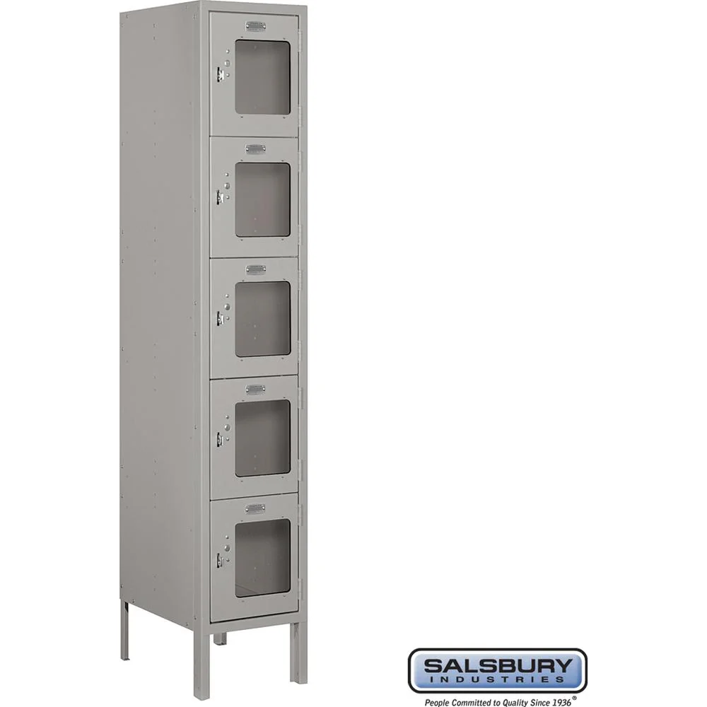 12" Wide Five Tier Box Style See-Through Metal Locker - 1 Wide - 5 Feet High - 15" Deep by Salsbury - Image 8