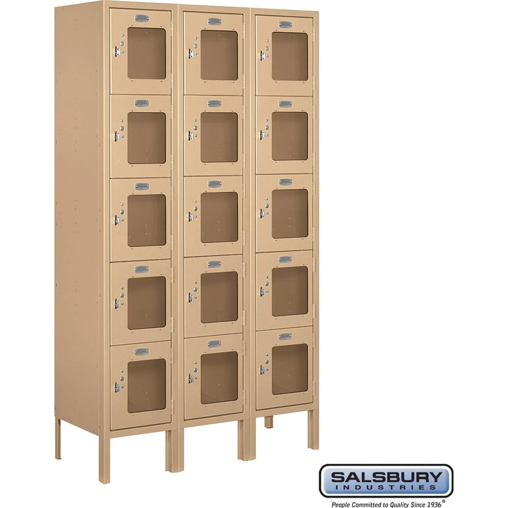 12" Wide Five Tier Box Style See-Through Metal Locker - 3 Wide - 5 Feet High - 12" Deep by Salsbury - Image 9