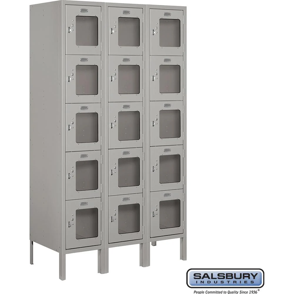 12" Wide Five Tier Box Style See-Through Metal Locker - 3 Wide - 5 Feet High - 15" Deep by Salsbury - Image 8