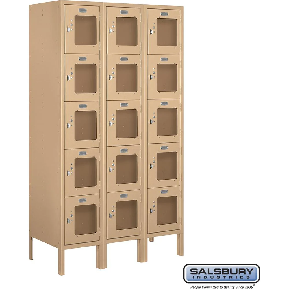 12" Wide Five Tier Box Style See-Through Metal Locker - 3 Wide - 5 Feet High - 15" Deep by Salsbury - Image 9