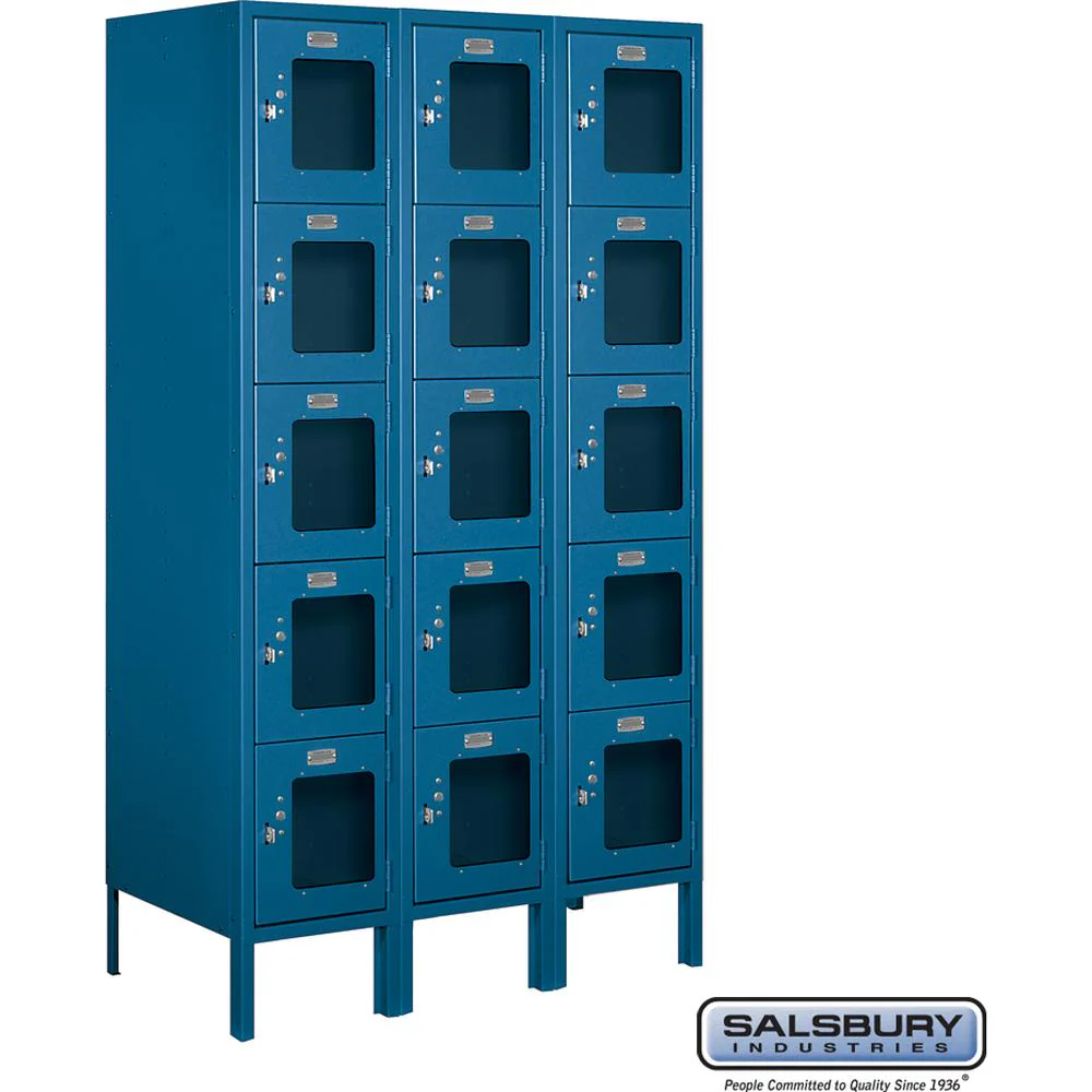 12" Wide Five Tier Box Style See-Through Metal Locker - 3 Wide - 5 Feet High - 18" Deep by Salsbury - Image 6