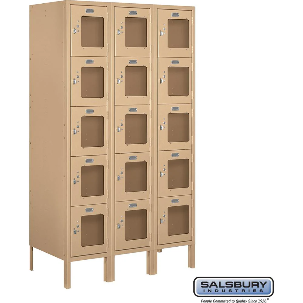12" Wide Five Tier Box Style See-Through Metal Locker - 3 Wide - 5 Feet High - 18" Deep by Salsbury - Image 9