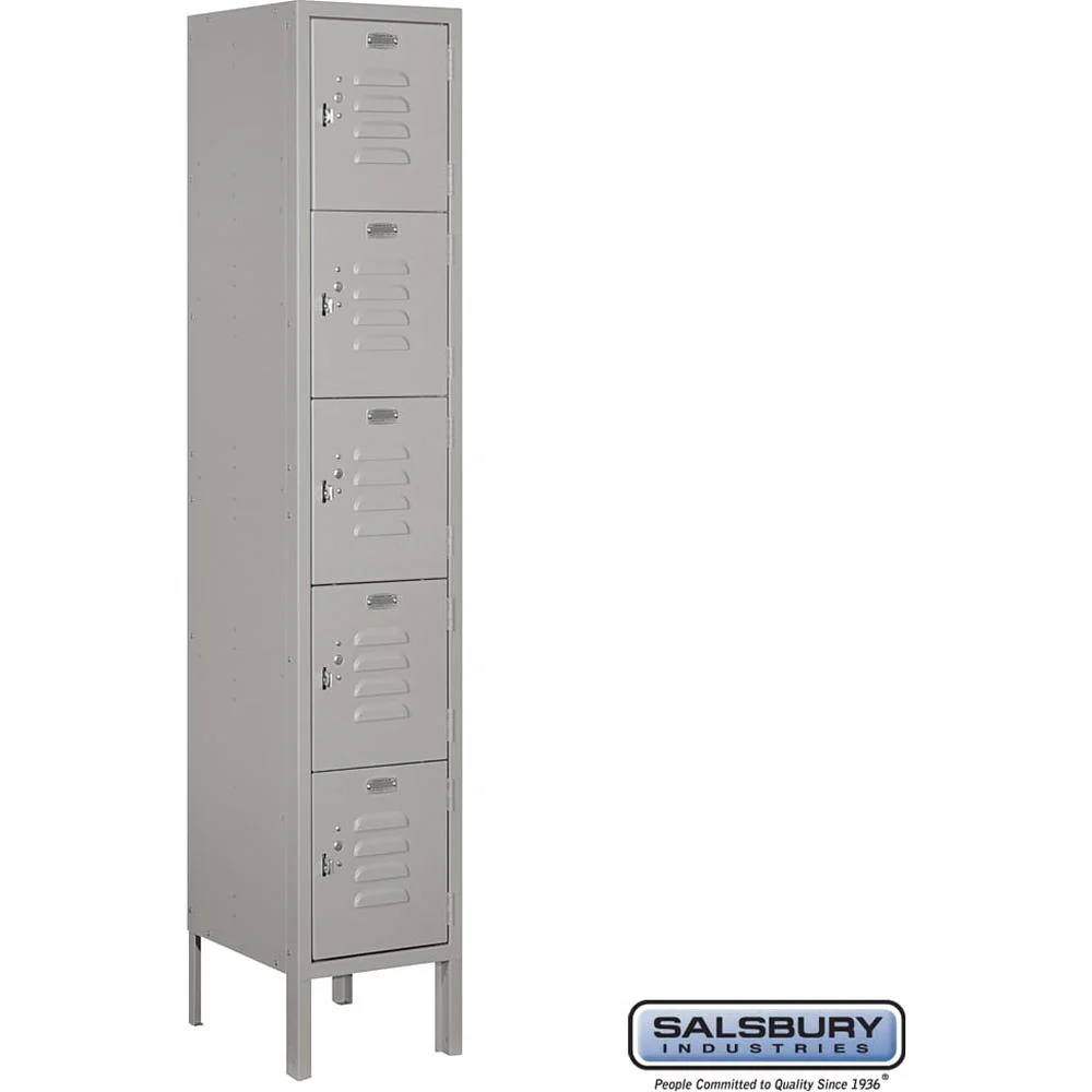 12" Wide Five Tier Box Style Standard Metal Locker - 1 Wide - 5 Feet High - 12" Deep by Salsbury - Image 8