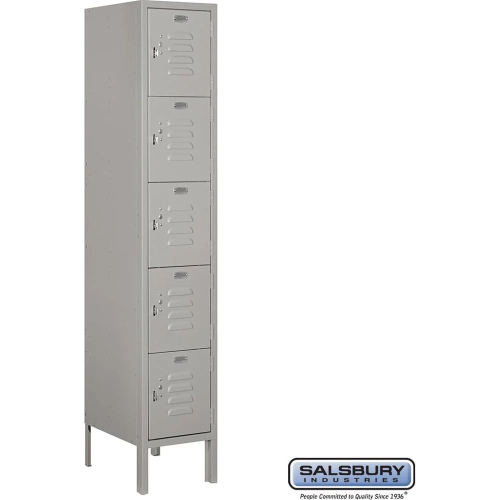 12" Wide Five Tier Box Style Standard Metal Locker - 1 Wide - 5 Feet High - 15" Deep by Salsbury - Image 7