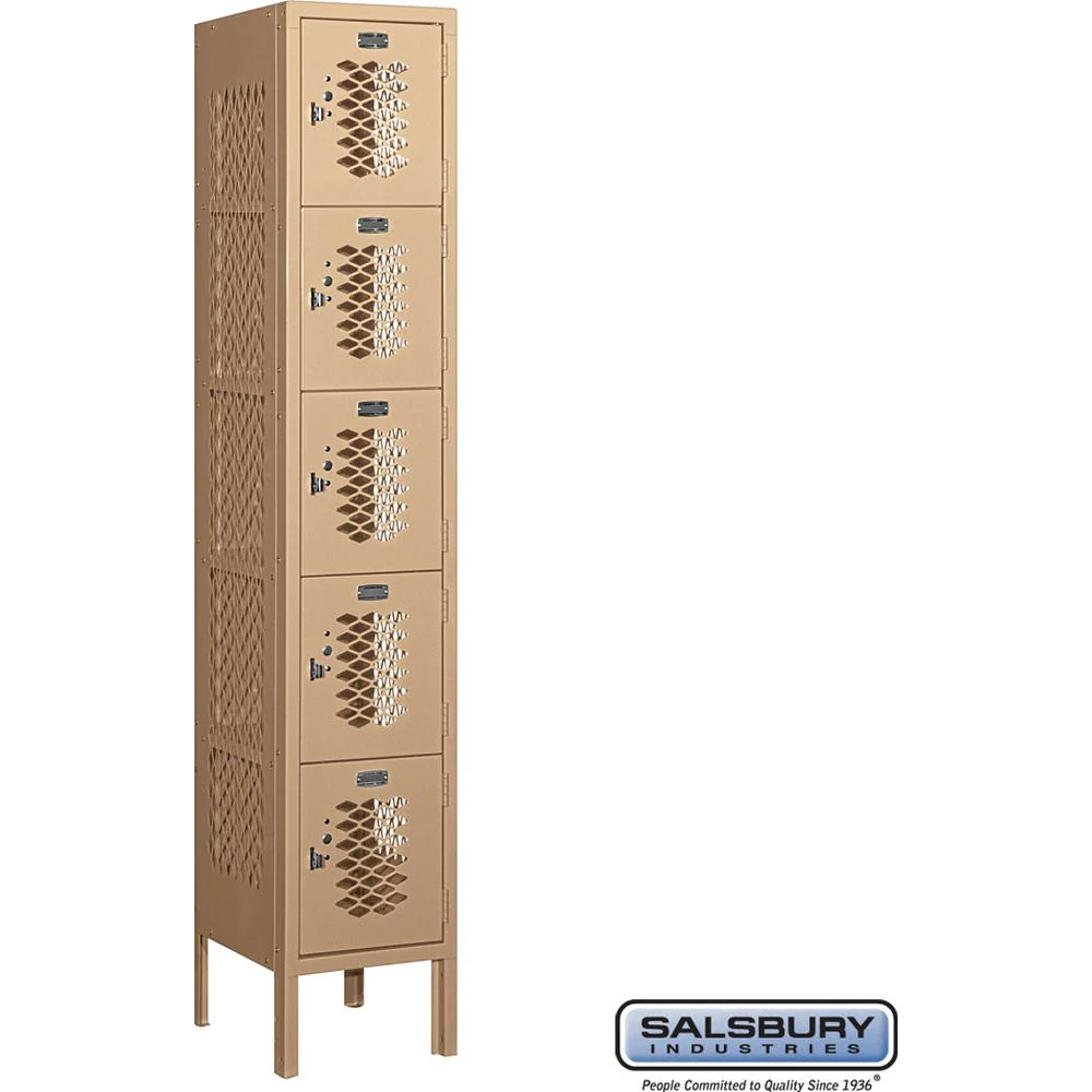 12" Wide Five Tier Box Style Vented Metal Locker - 1 Wide - 5 Feet High - 12" Deep by Salsbury - Image 6