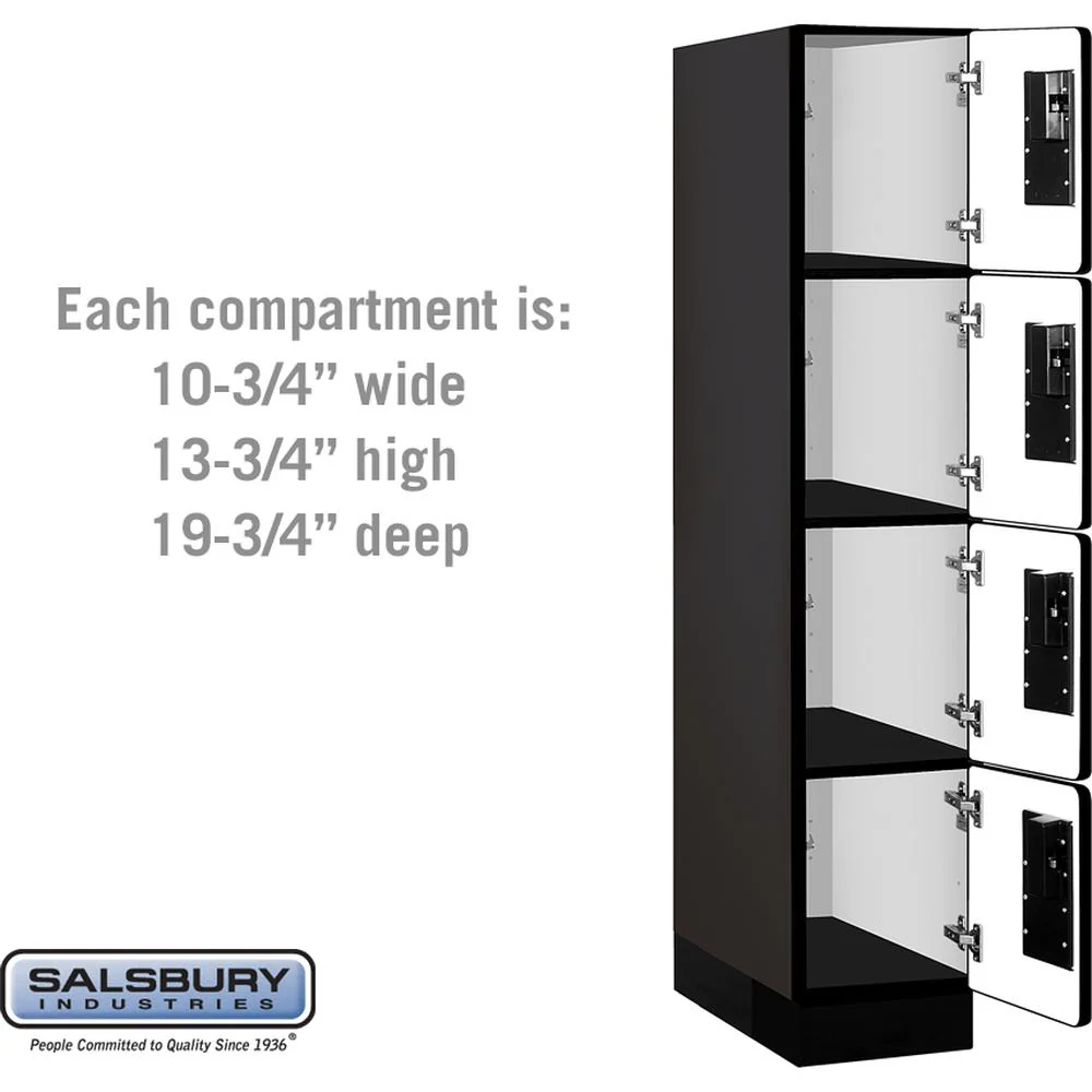 12" Wide Four Tier Designer Wood Locker - 1 Wide - 5 Feet High - 21" Deep by Salsbury - Image 3