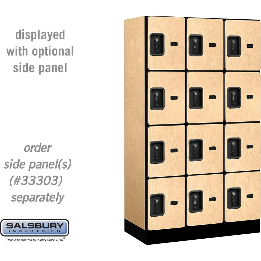 12" Wide Four Tier Designer Wood Locker - 3 Wide - 5 Feet High - 18" Deep by Salsbury - Image 34