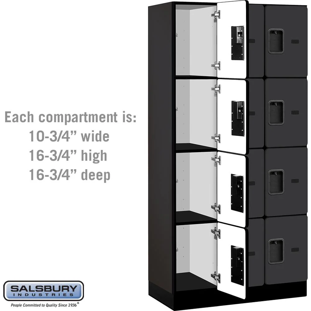 12" Wide Four Tier Designer Wood Locker - 3 Wide - 6 Feet High - 18" Deep by Salsbury - Image 3