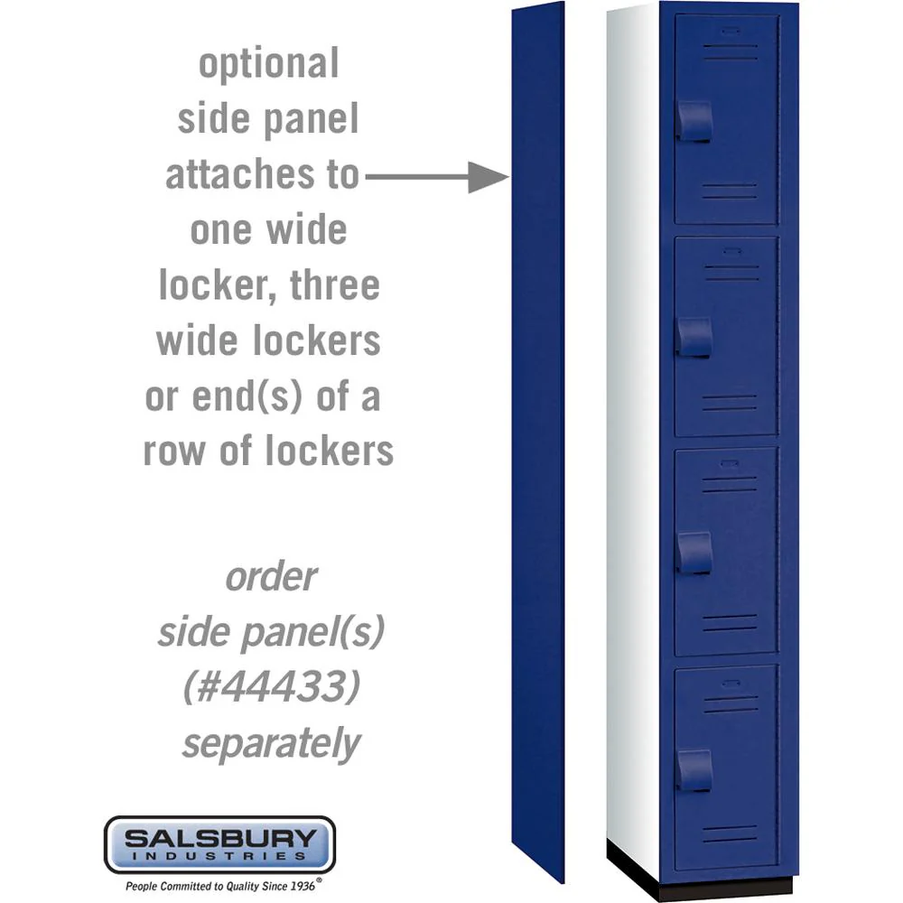12" Wide Four Tier Heavy Duty Plastic Locker - 1 Wide - 6 Feet High - 18" Deep - Blue by Salsbury - Image 2