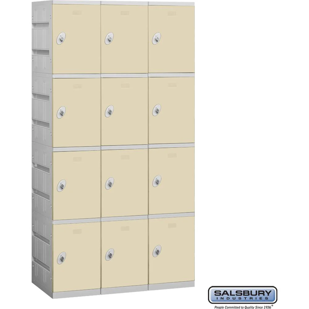 12" Wide Four Tier Plastic Locker - 3 Wide - 6 Feet High - 18" Deep by Salsbury - Image 8
