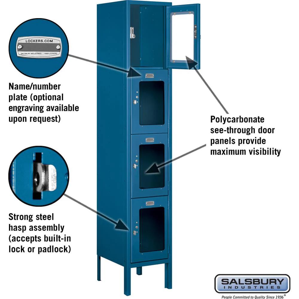 12" Wide Four Tier See-Through Metal Locker - 1 Wide - 5 Feet High - 12" Deep by Salsbury - Image 2