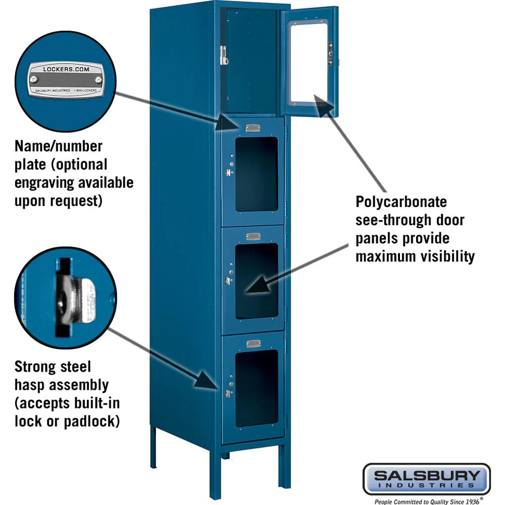 12" Wide Four Tier See-Through Metal Locker - 1 Wide - 5 Feet High - 18" Deep by Salsbury - Image 2
