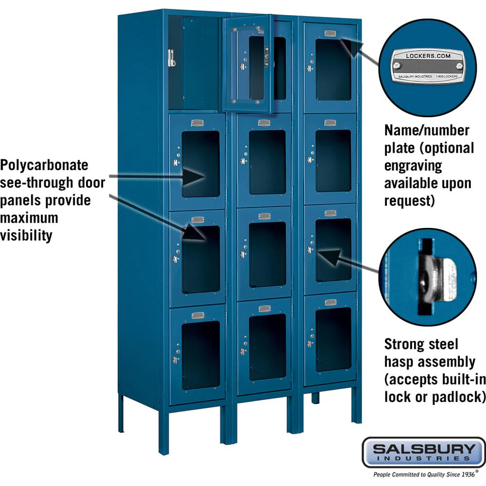 12" Wide Four Tier See-Through Metal Locker - 3 Wide - 5 Feet High - 12" Deep by Salsbury - Image 2