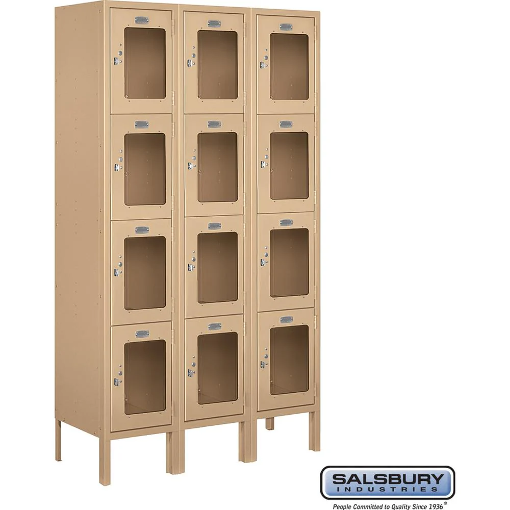 12" Wide Four Tier See-Through Metal Locker - 3 Wide - 5 Feet High - 12" Deep by Salsbury - Image 9