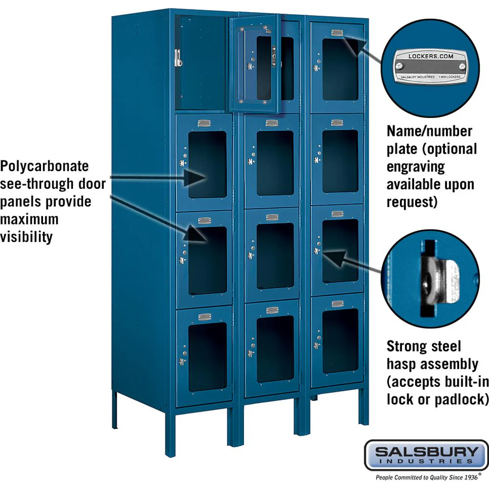 12" Wide Four Tier See-Through Metal Locker - 3 Wide - 5 Feet High - 18" Deep by Salsbury - Image 2