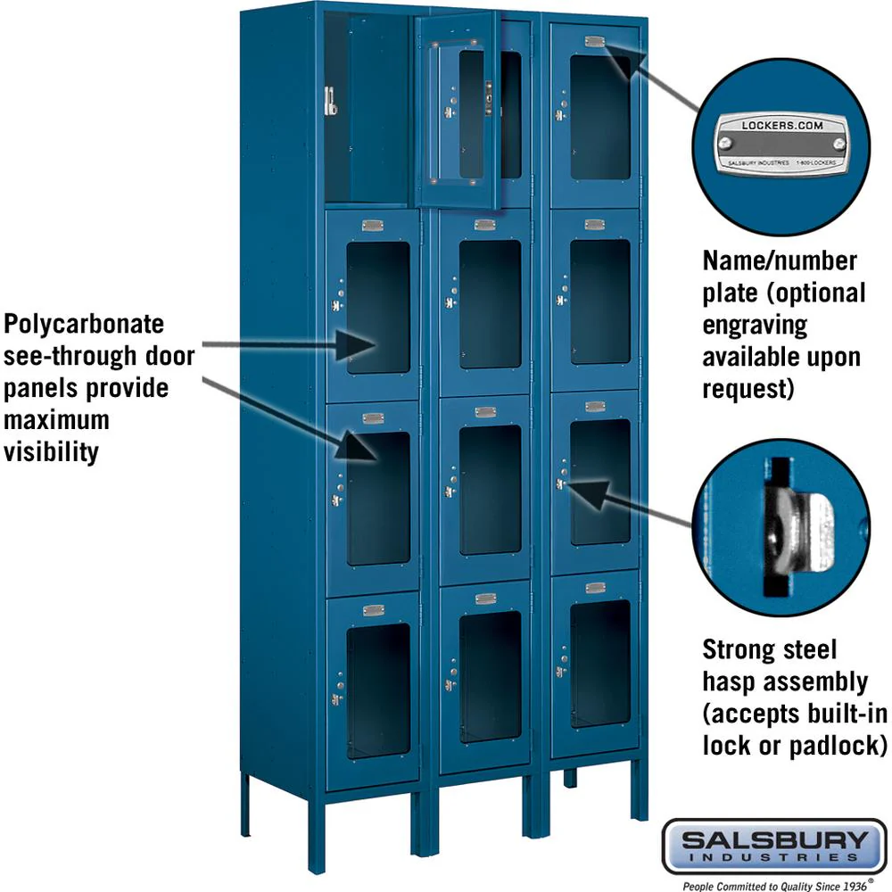 12" Wide Four Tier See-Through Metal Locker - 3 Wide - 6 Feet High - 12" Deep by Salsbury - Image 2