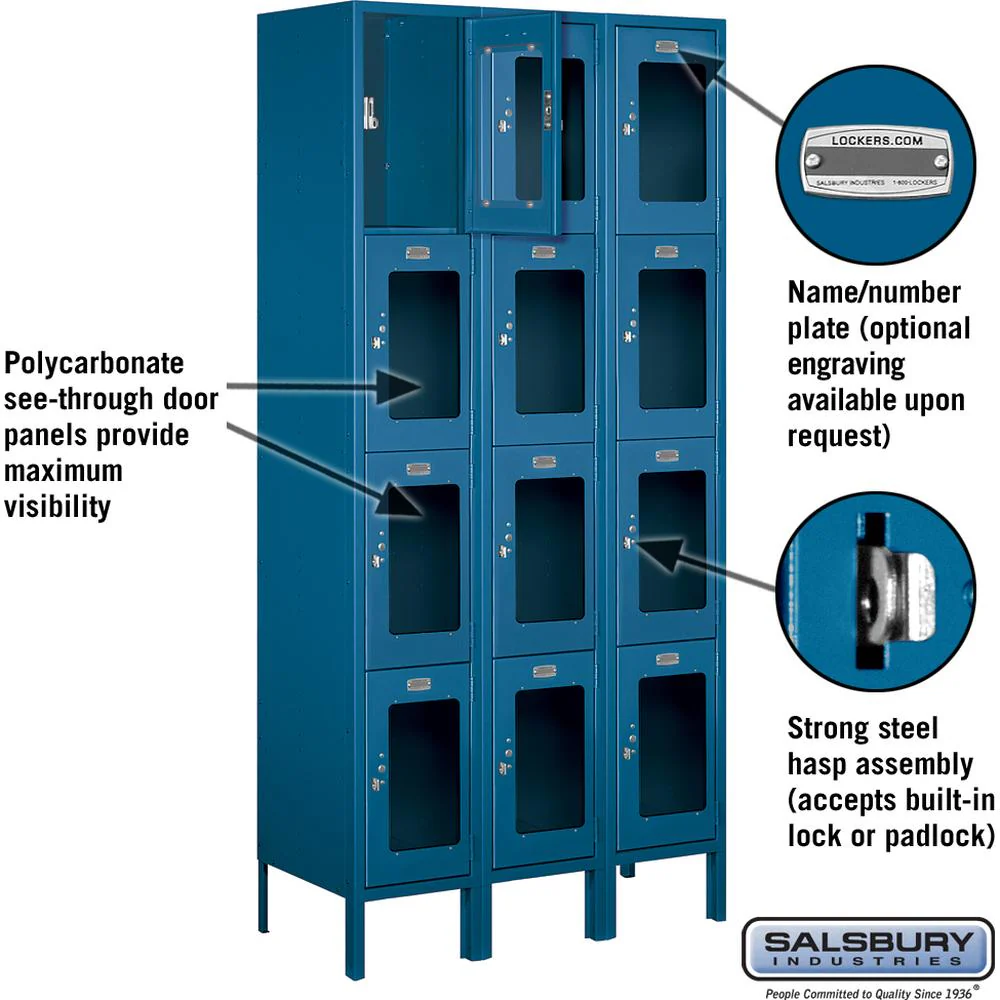 12" Wide Four Tier See-Through Metal Locker - 3 Wide - 6 Feet High - 15" Deep by Salsbury - Image 2