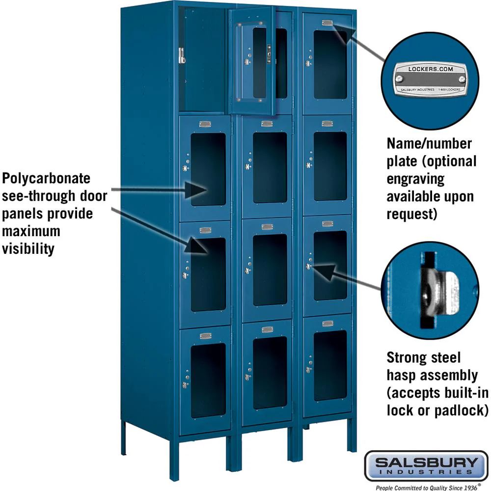 12" Wide Four Tier See-Through Metal Locker - 3 Wide - 6 Feet High - 18" Deep by Salsbury - Image 2