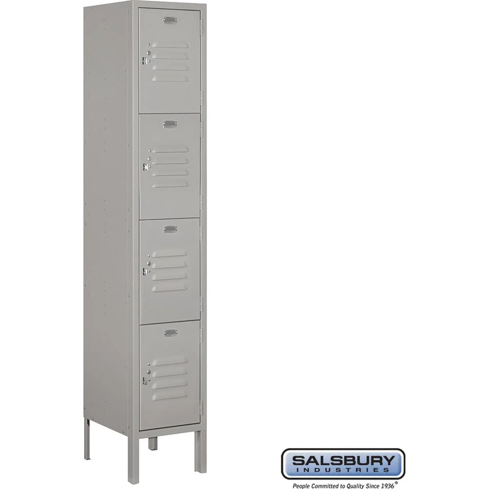 12" Wide Four Tier Standard Metal Locker - 1 Wide - 5 Feet High - 12" Deep by Salsbury - Image 7