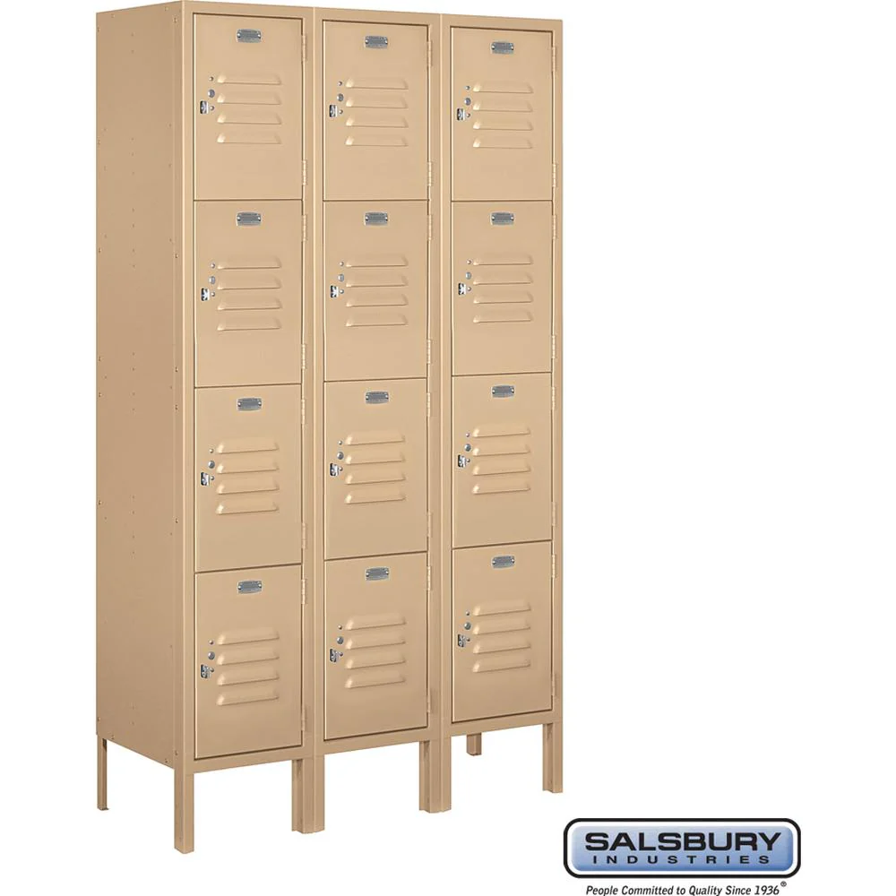 12" Wide Four Tier Standard Metal Locker - 3 Wide - 5 Feet High - 12" Deep by Salsbury - Image 10