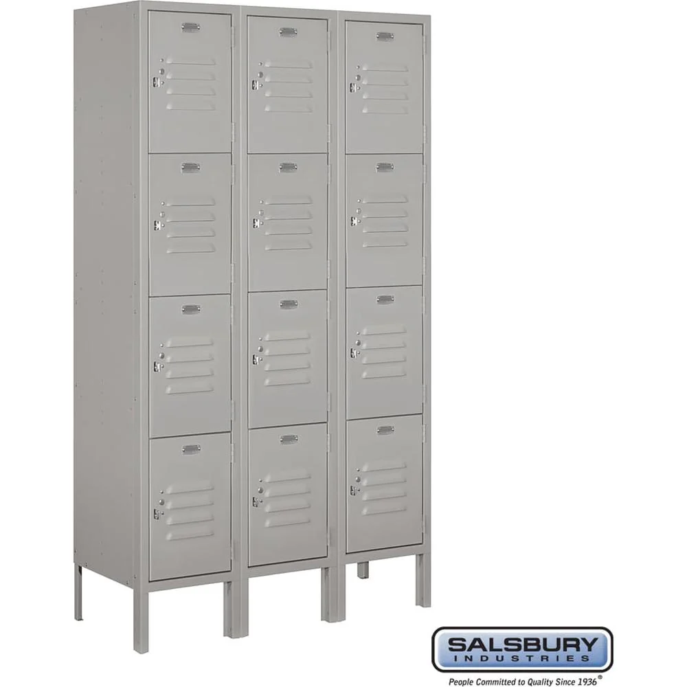 12" Wide Four Tier Standard Metal Locker - 3 Wide - 5 Feet High - 12" Deep by Salsbury - Image 7