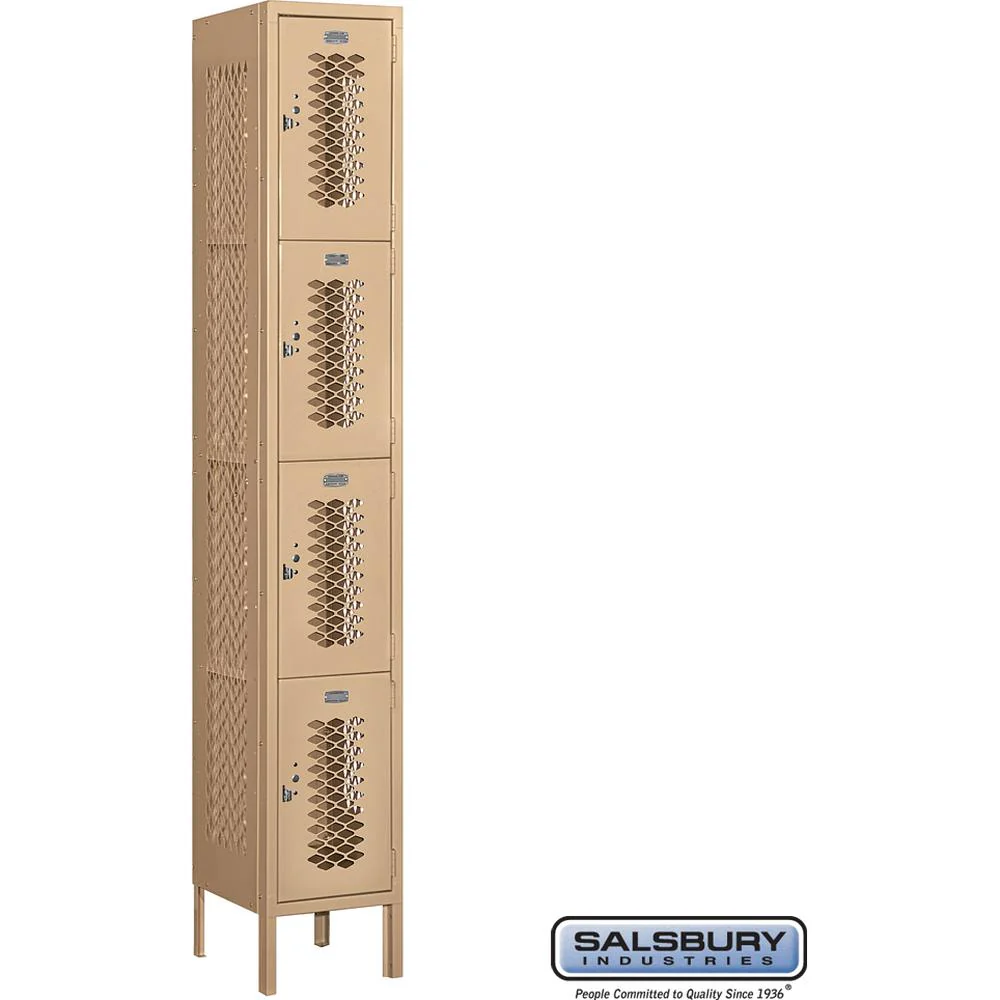 12" Wide Four Tier Vented Metal Locker - 1 Wide - 6 Feet High - 12" Deep by Salsbury - Image 10