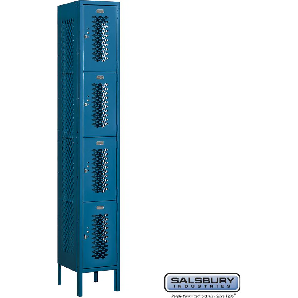 12" Wide Four Tier Vented Metal Locker - 1 Wide - 6 Feet High - 12" Deep by Salsbury - Image 6