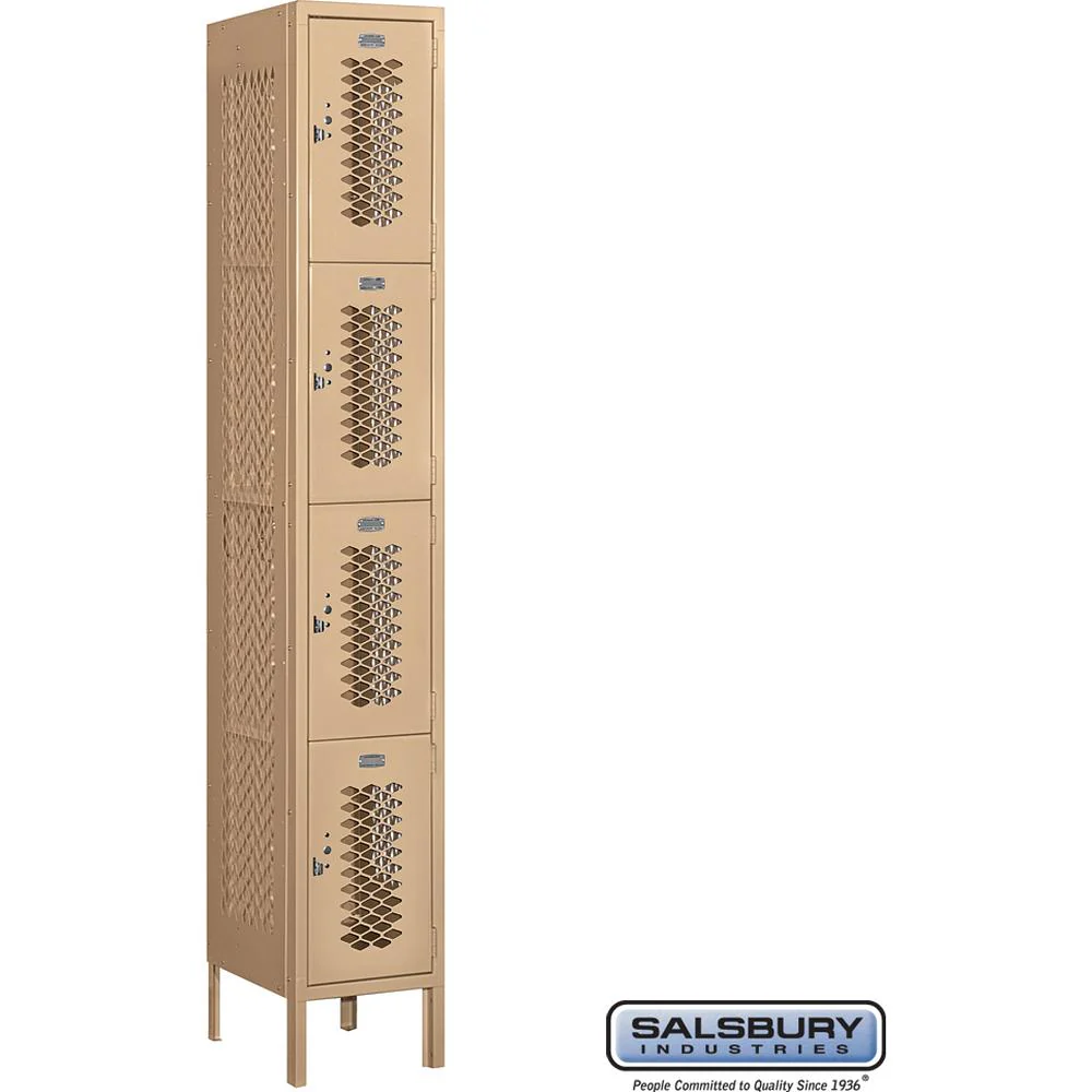 12" Wide Four Tier Vented Metal Locker - 1 Wide - 6 Feet High - 15" Deep by Salsbury - Image 9
