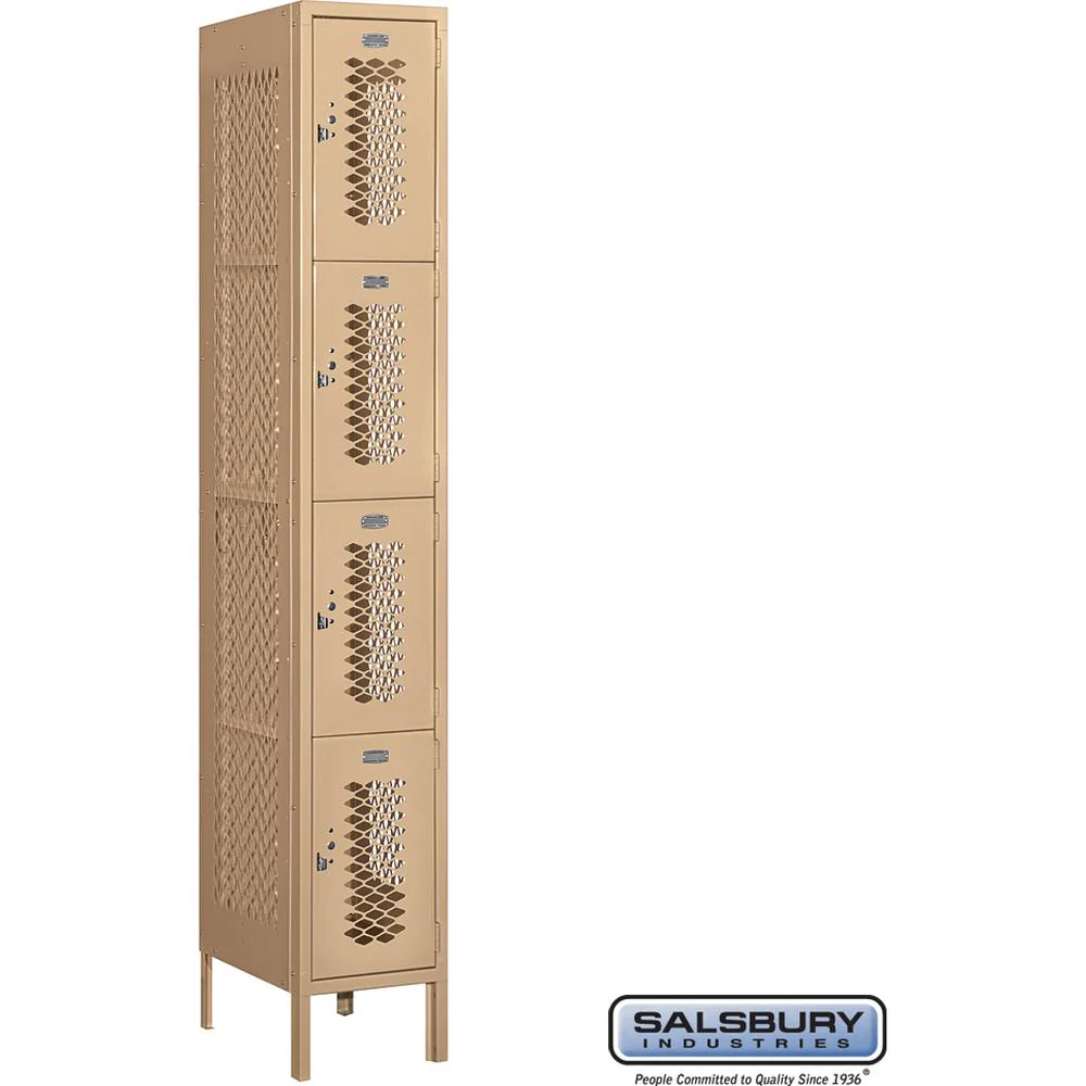 12" Wide Four Tier Vented Metal Locker - 1 Wide - 6 Feet High - 18" Deep by Salsbury - Image 10
