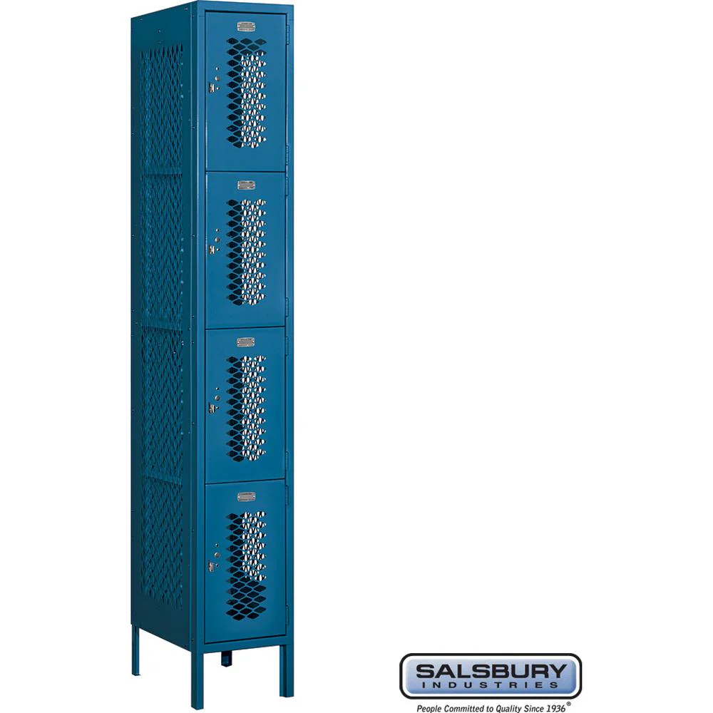 12" Wide Four Tier Vented Metal Locker - 1 Wide - 6 Feet High - 18" Deep by Salsbury - Image 6