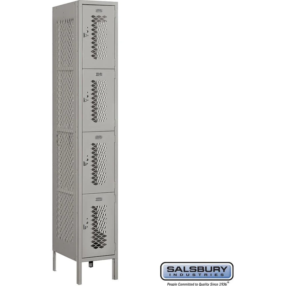 12" Wide Four Tier Vented Metal Locker - 1 Wide - 6 Feet High - 18" Deep by Salsbury - Image 7