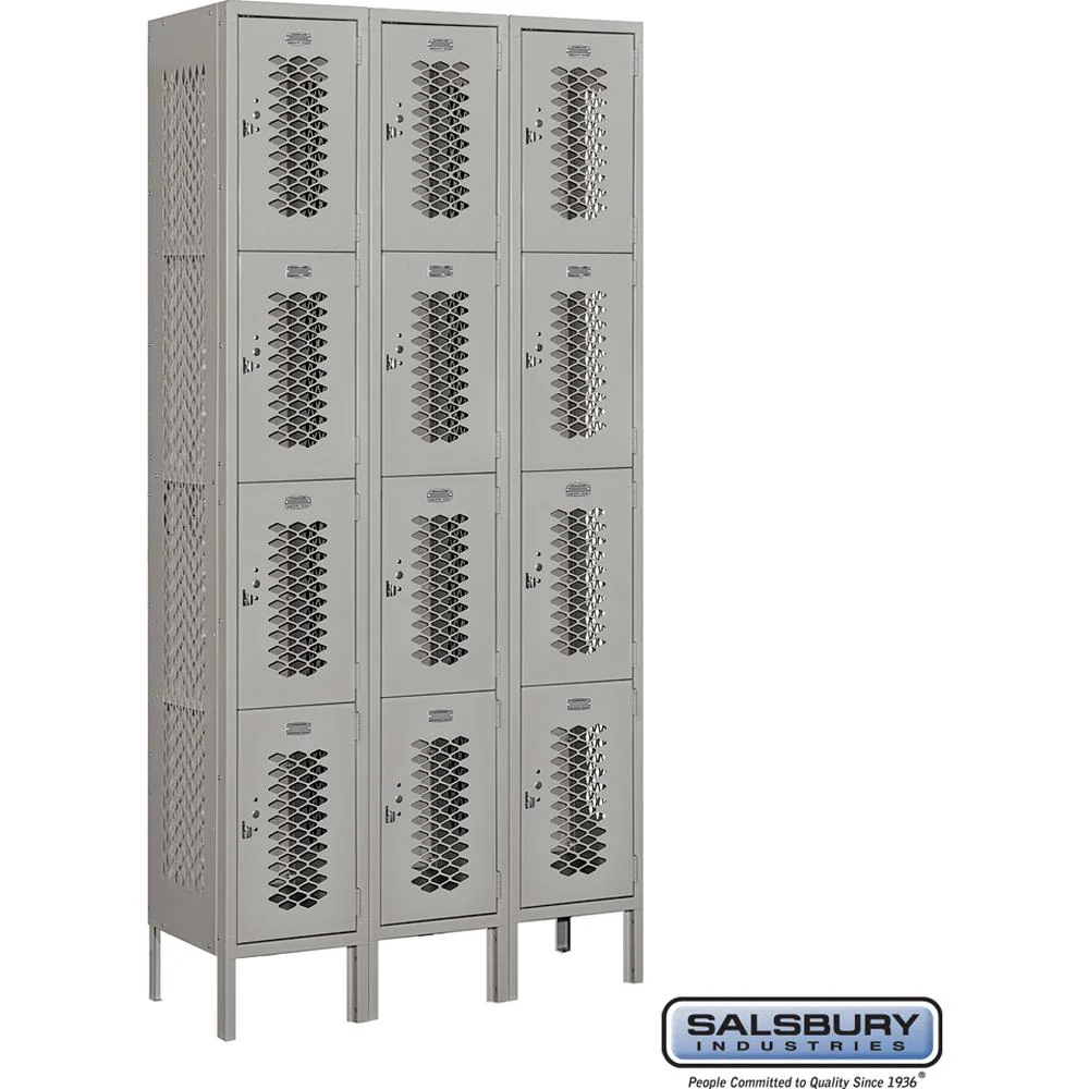 12" Wide Four Tier Vented Metal Locker - 3 Wide - 6 Feet High - 12" Deep by Salsbury - Image 8