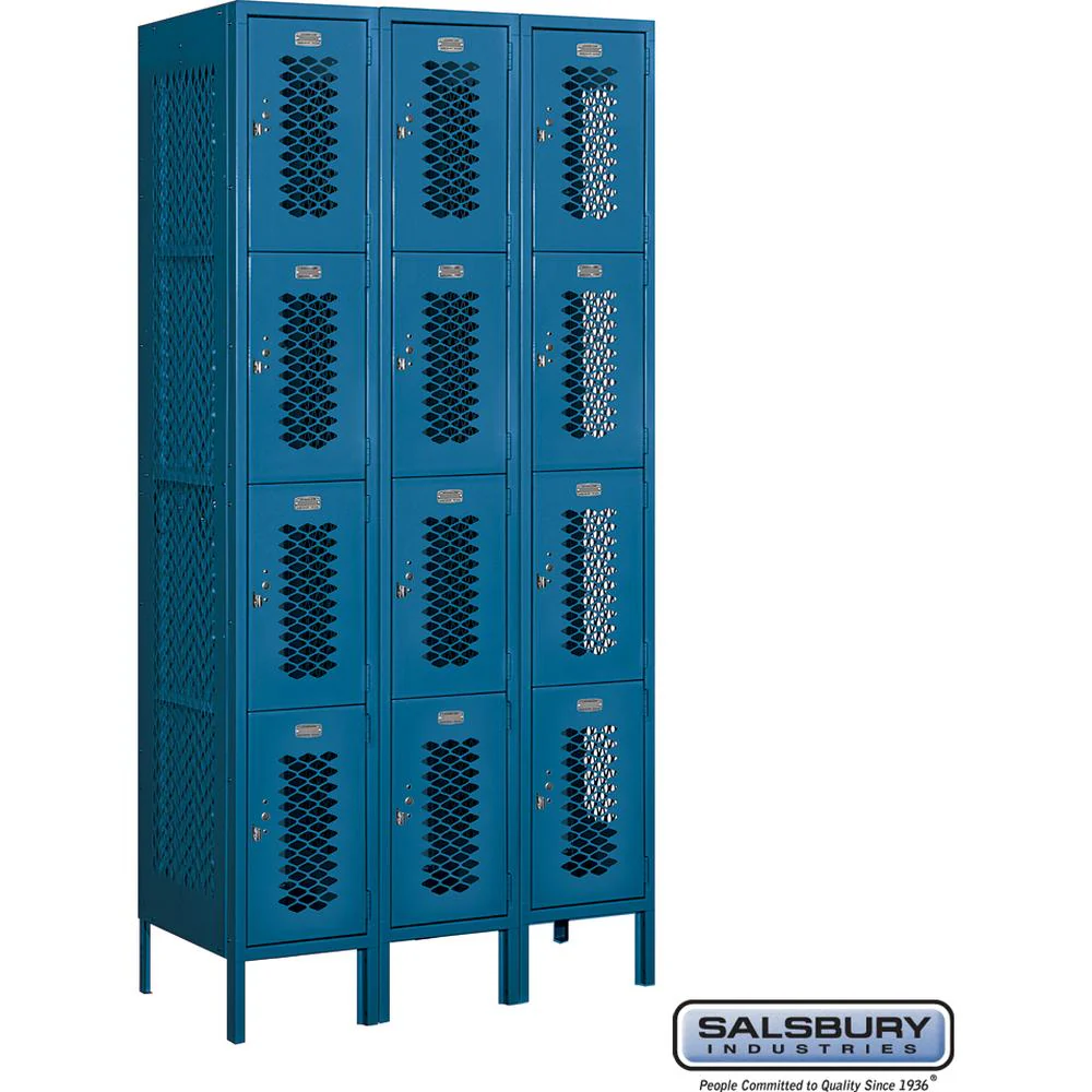 12" Wide Four Tier Vented Metal Locker - 3 Wide - 6 Feet High - 18" Deep by Salsbury - Image 6