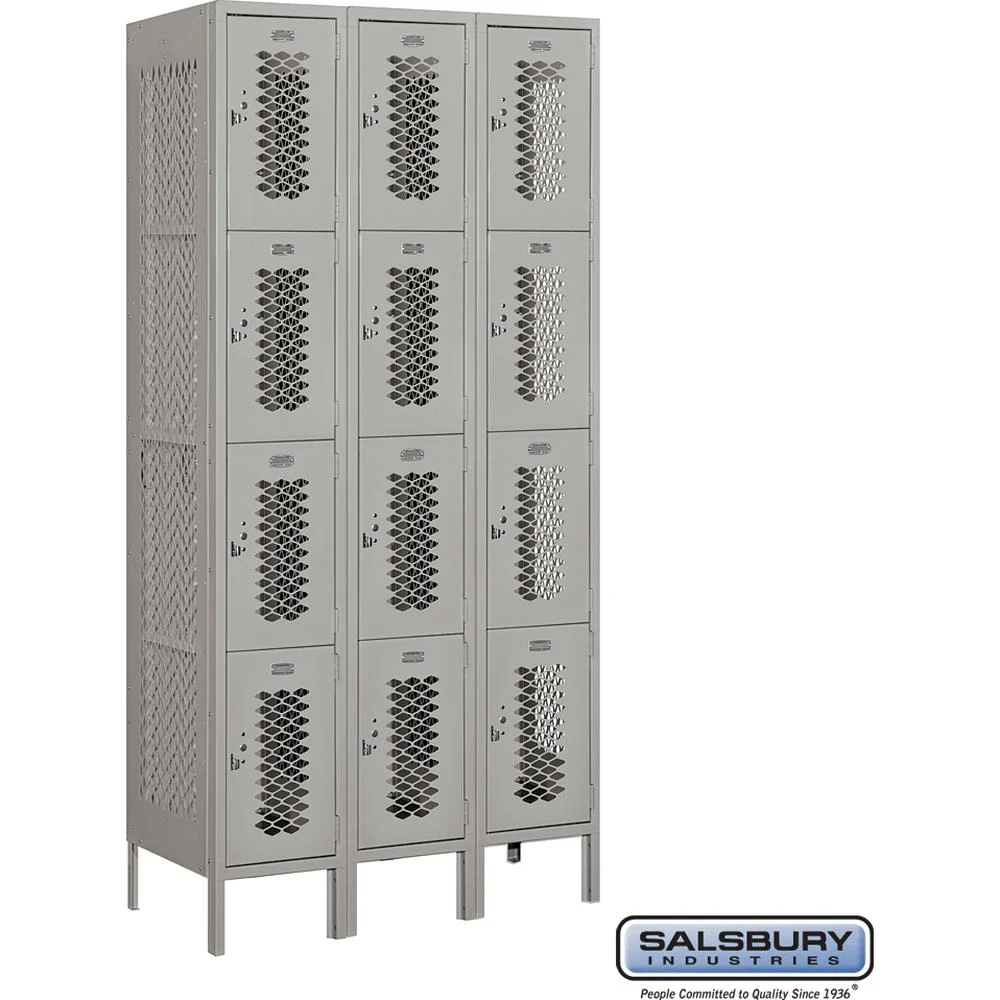 12" Wide Four Tier Vented Metal Locker - 3 Wide - 6 Feet High - 18" Deep by Salsbury - Image 8