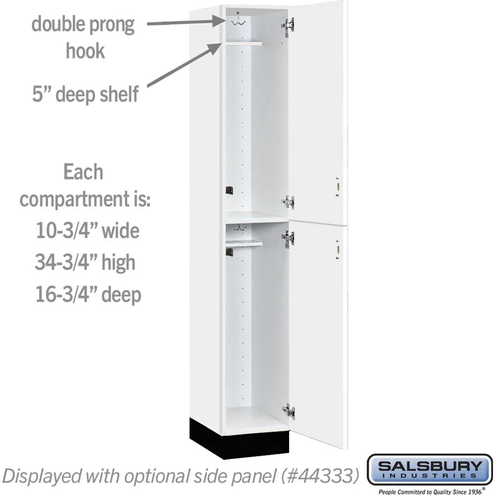 12" Wide Premier Wood Locker - Double Tier-1 Wide - 6 Feet High - 18" Deep by Salsbury - Image 3