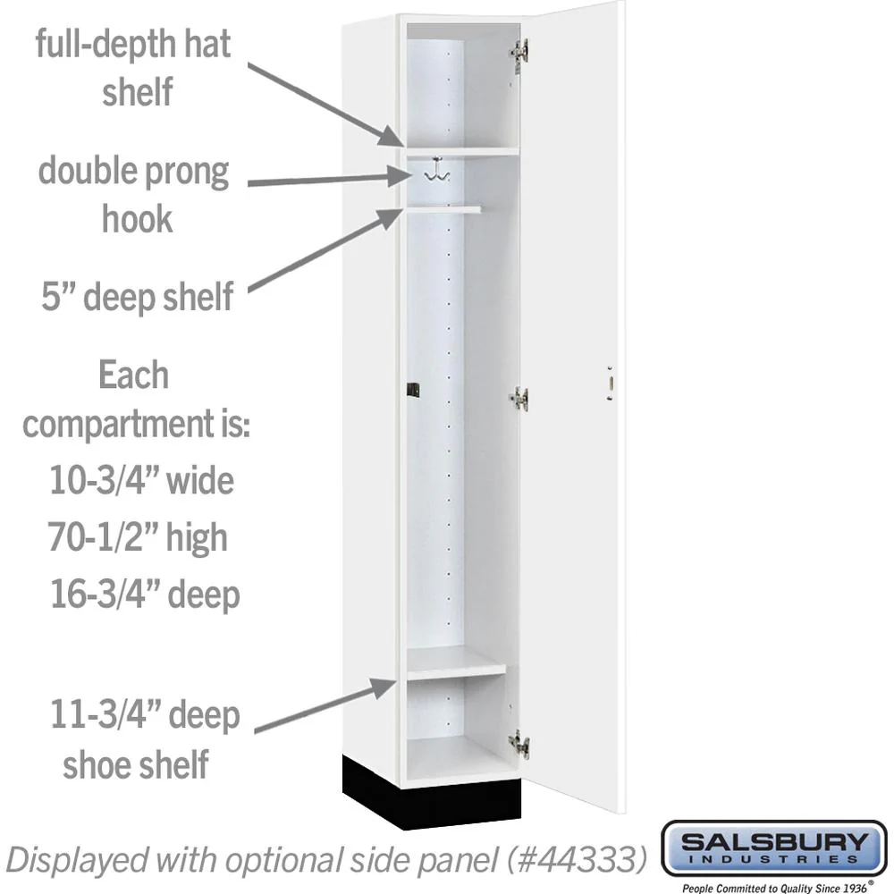 12" Wide Premier Wood Locker - Single Tier - 1 Wide - 6 Feet High - 18" Deep by Salsbury - Image 3