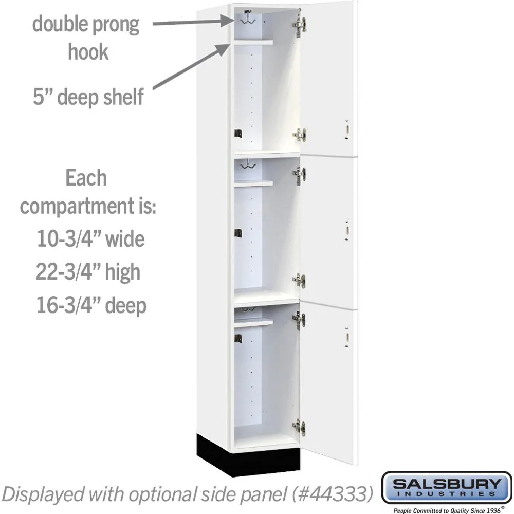 12" Wide Premier Wood Locker - Triple Tier-1 Wide - 6 Feet High - 18" Deep by Salsbury - Image 3