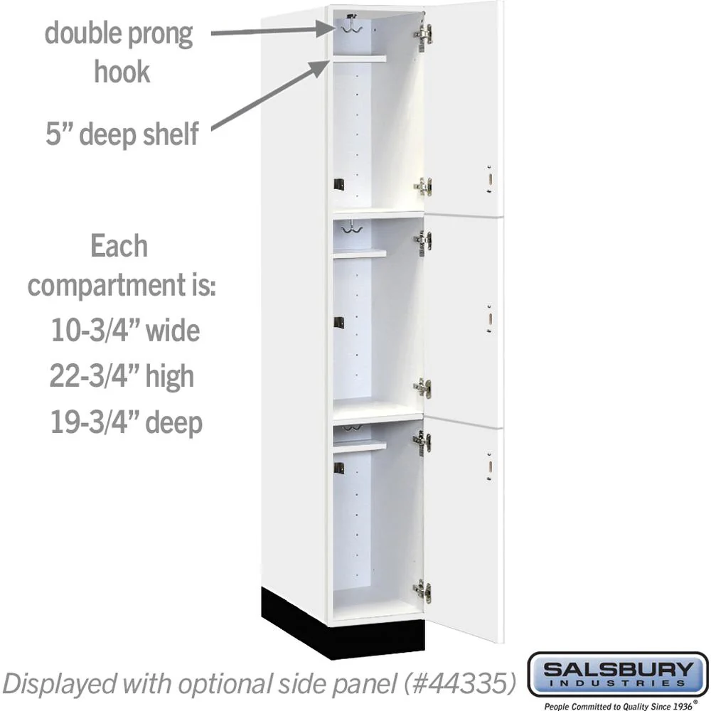 12" Wide Premier Wood Locker - Triple Tier-1 Wide - 6 Feet High - 21" Deep by Salsbury - Image 3