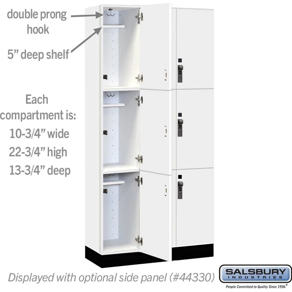 12" Wide Premier Wood Locker - Triple Tier-3 Wide - 6 Feet High - 15" Deep by Salsbury - Image 3