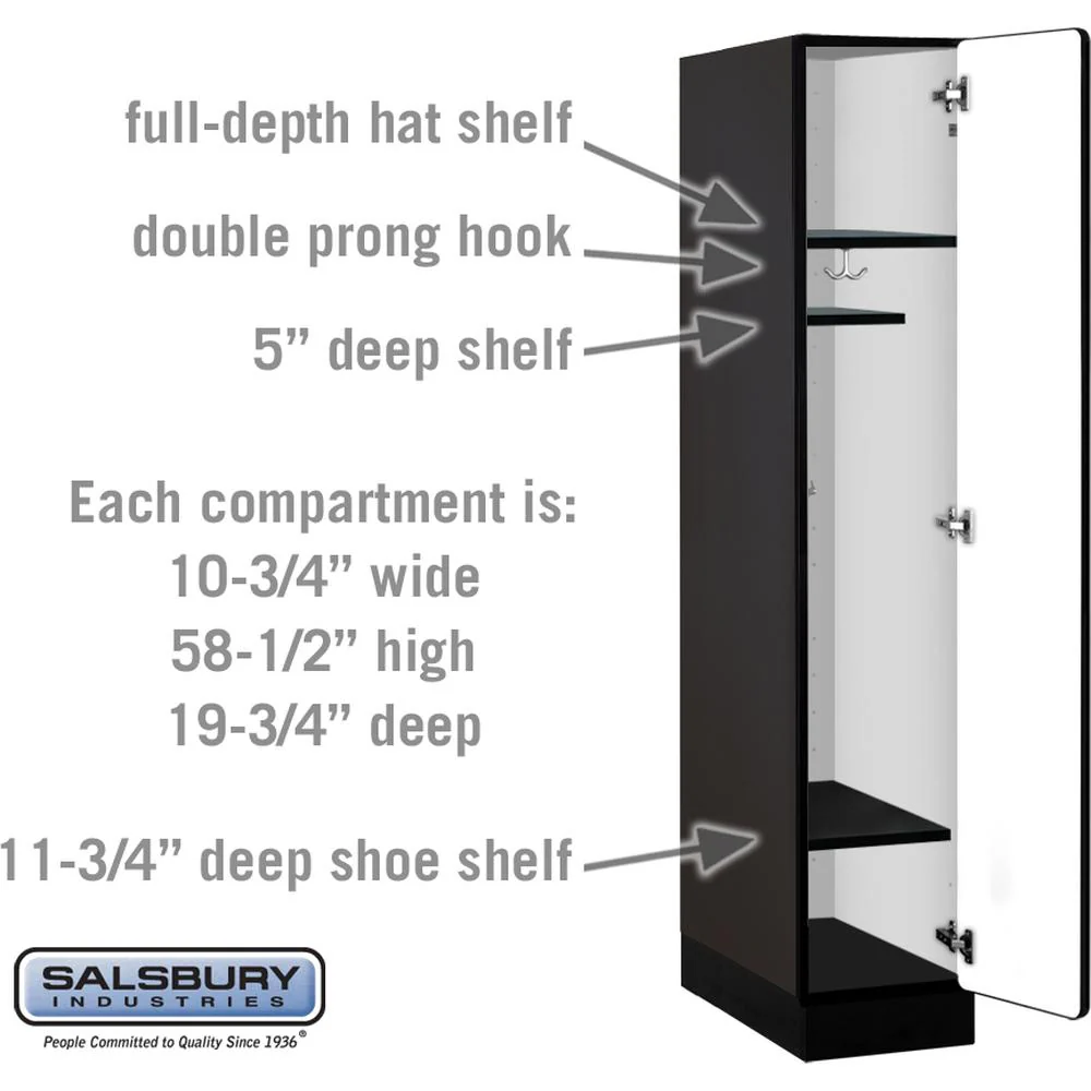 12" Wide Single Tier Designer Wood Locker - 1 Wide - 5 Feet High - 21" Deep by Salsbury - Image 3