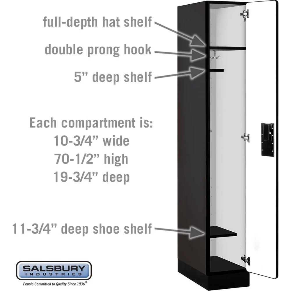 12" Wide Single Tier Designer Wood Locker - 1 Wide - 6 Feet High - 21" Deep by Salsbury - Image 3
