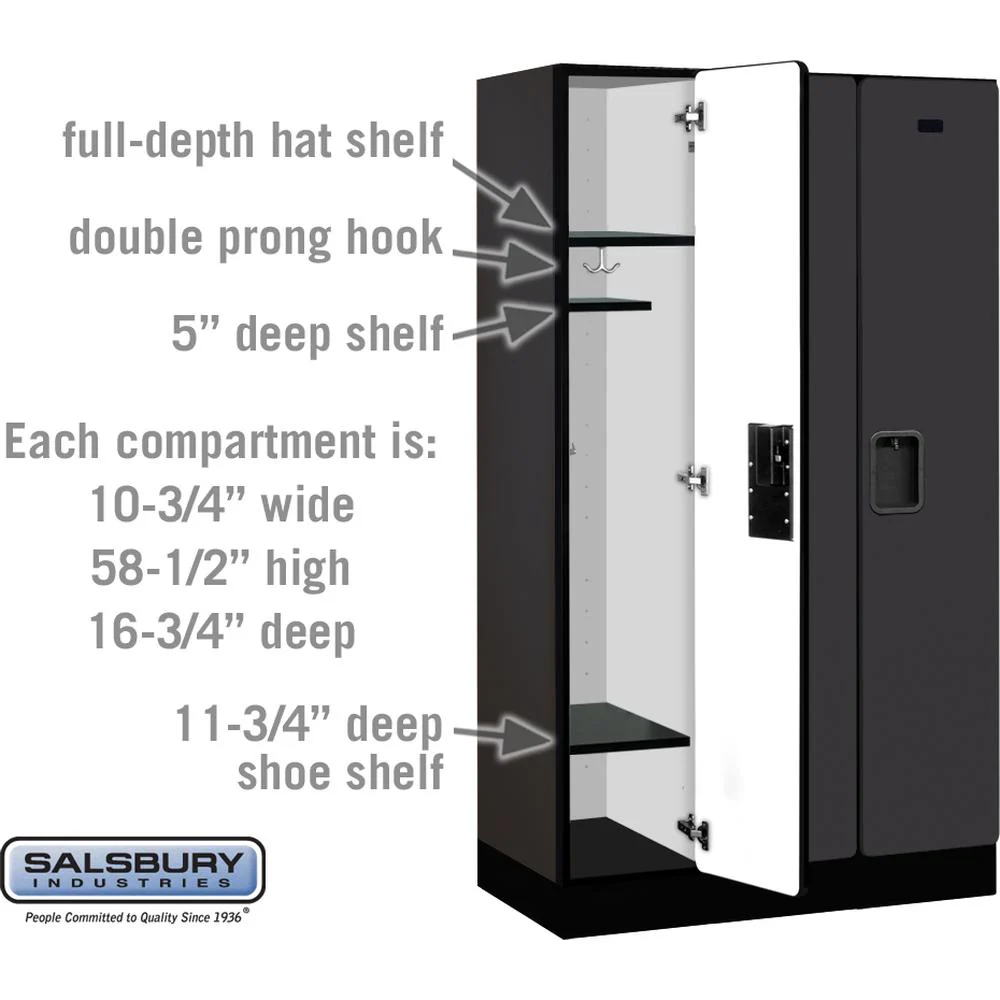 12" Wide Single Tier Designer Wood Locker - 3 Wide - 5 Feet High - 18" Deep by Salsbury - Image 3