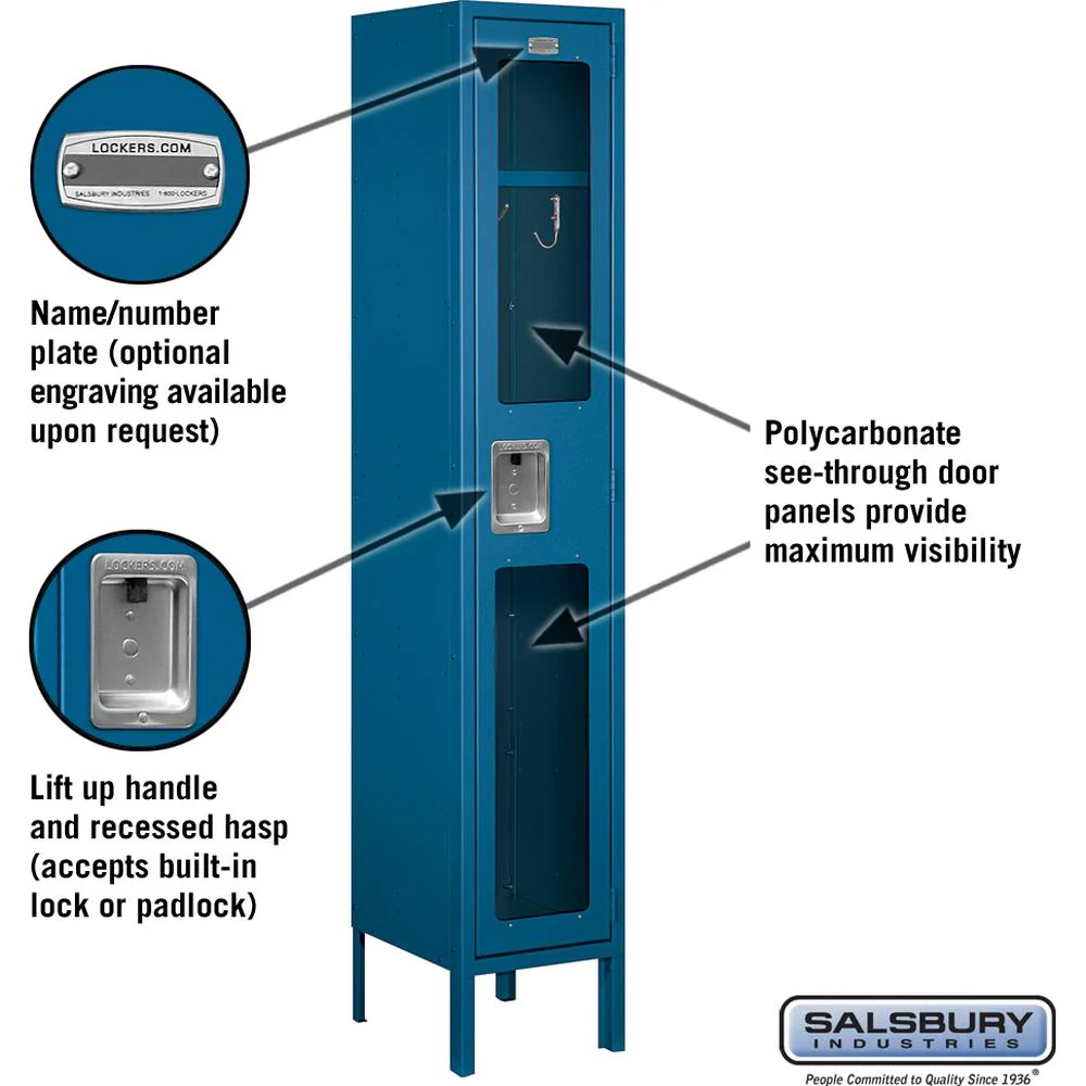 12" Wide Single Tier See-Through Metal Locker - 1 Wide - 5 Feet High - 12" Deep by Salsbury - Image 2