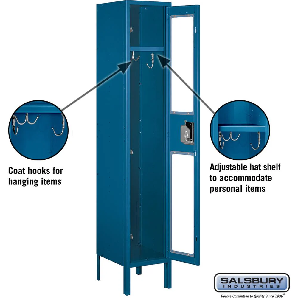 12" Wide Single Tier See-Through Metal Locker - 1 Wide - 5 Feet High - 12" Deep by Salsbury - Image 3