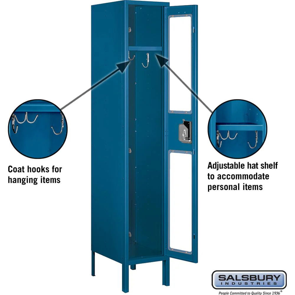 12" Wide Single Tier See-Through Metal Locker - 1 Wide - 5 Feet High - 15" Deep by Salsbury - Image 3
