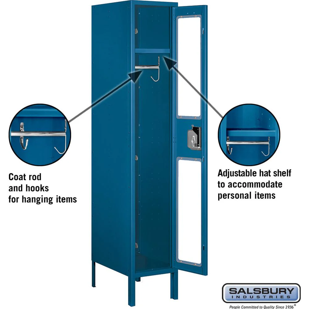 12" Wide Single Tier See-Through Metal Locker - 1 Wide - 5 Feet High - 18" Deep by Salsbury - Image 3