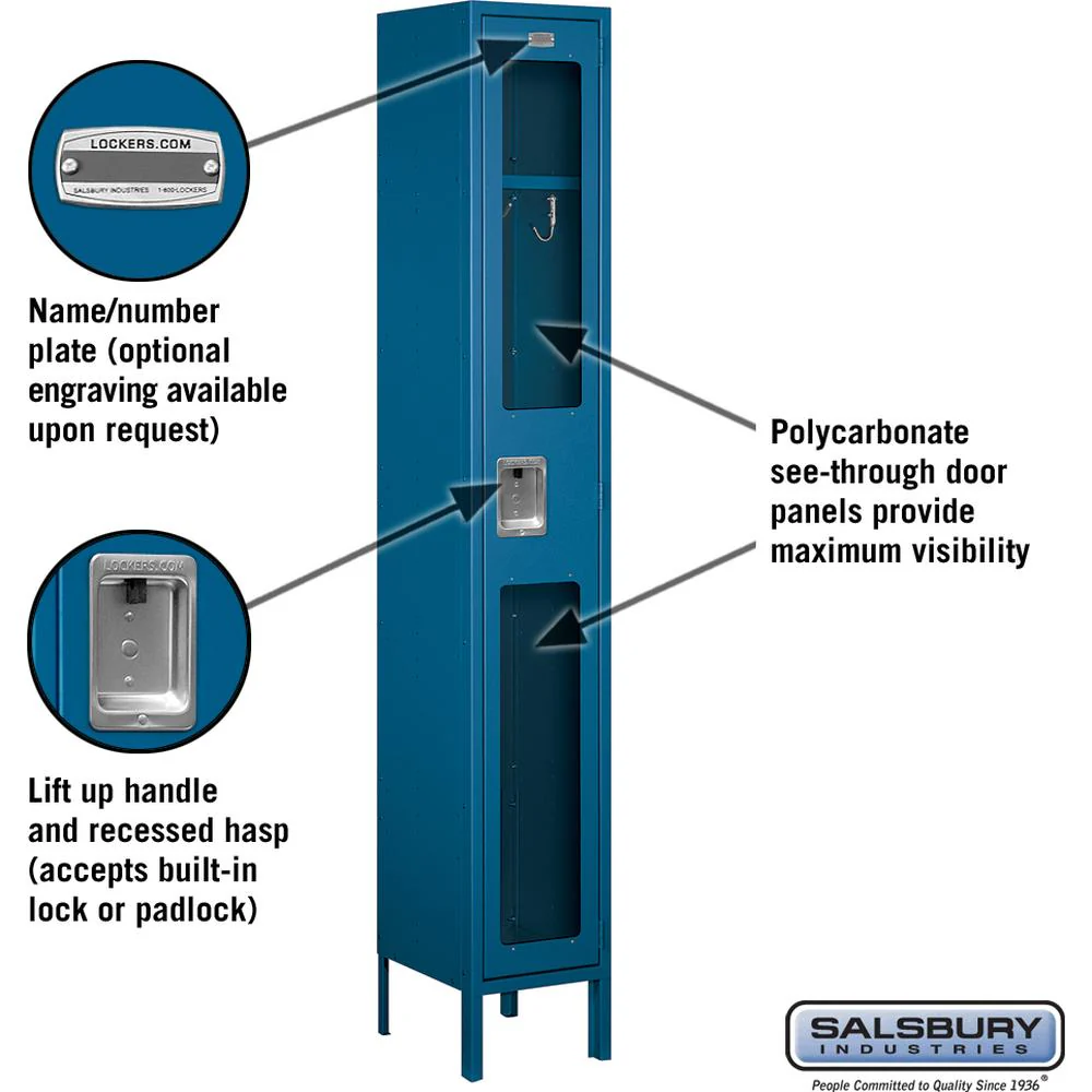 12" Wide Single Tier See-Through Metal Locker - 1 Wide - 6 Feet High - 12" Deep by Salsbury - Image 2