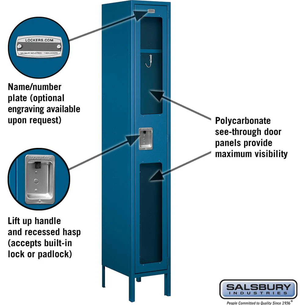 12" Wide Single Tier See-Through Metal Locker - 1 Wide - 6 Feet High - 15" Deep by Salsbury - Image 2