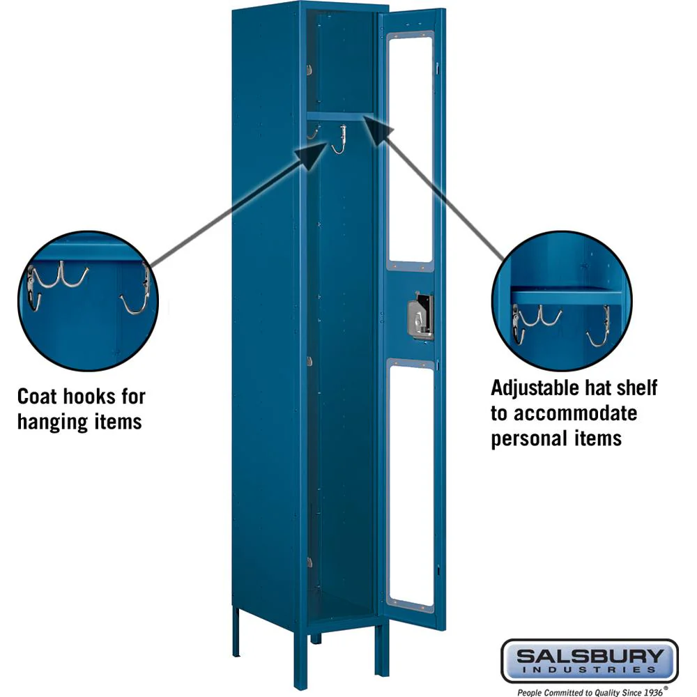 12" Wide Single Tier See-Through Metal Locker - 1 Wide - 6 Feet High - 15" Deep by Salsbury - Image 3