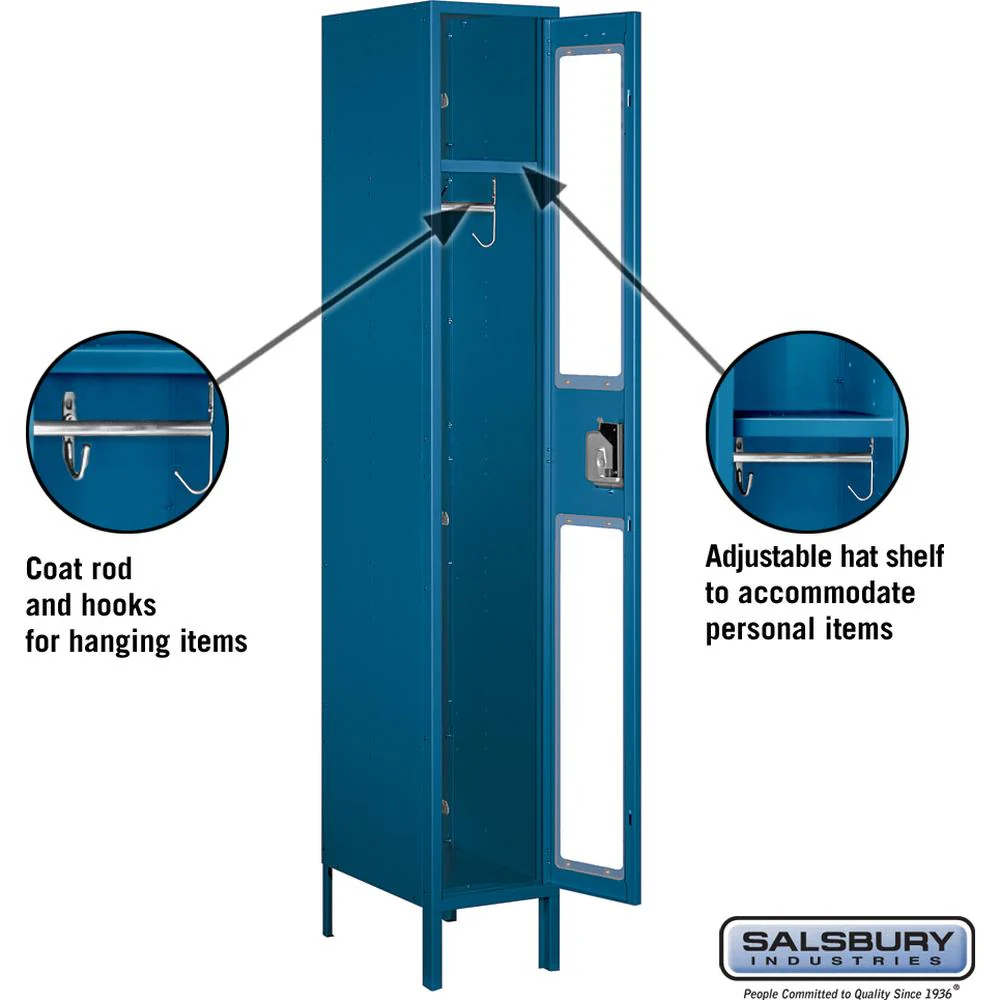 12" Wide Single Tier See-Through Metal Locker - 1 Wide - 6 Feet High - 18" Deep by Salsbury - Image 3